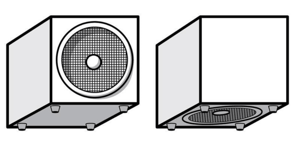 downward firing subwoofer placement